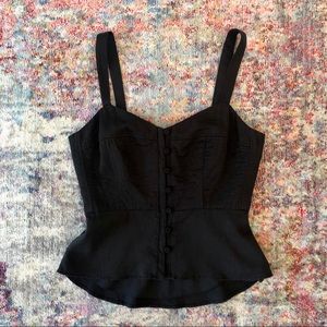 BCBGMaxAzria Jonesy Black Peplum Top